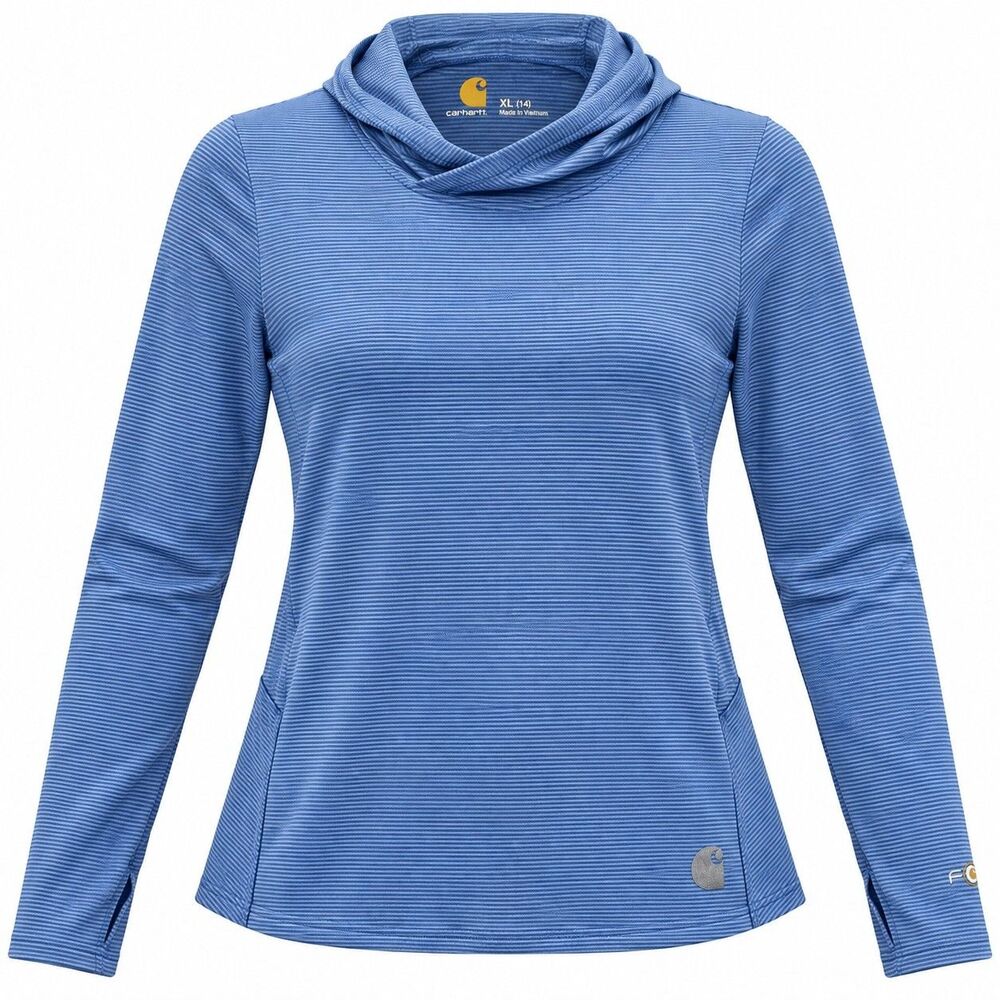 Carhartt Kids Girls Force Hoodie Pullover Striped Blue Ruffle Flounce Back XL 14